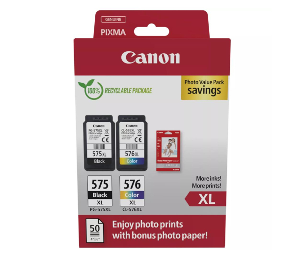 CANON Zestaw 2 tuszów PG-575XL + CL-576XL + papier foto 50 szt - 1227050 - zdjęcie